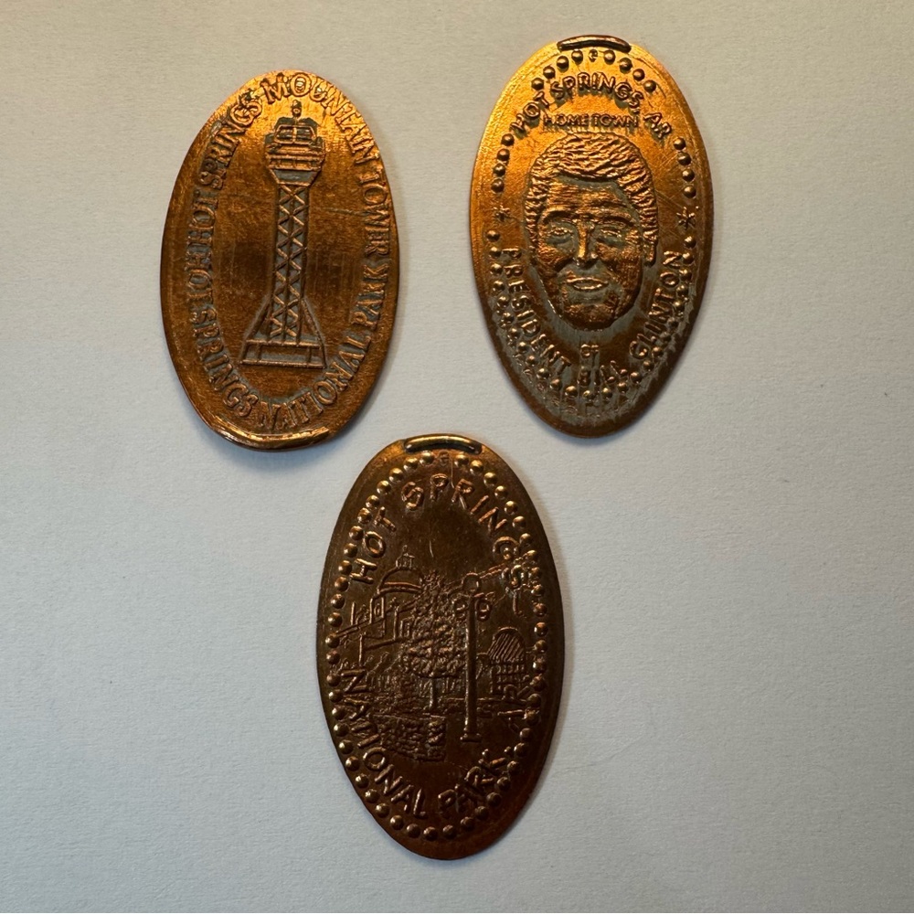 Arkansas Hot Springs Pressed Penny Lot – Ntl Park, Mountain Tower, Bill Clinton